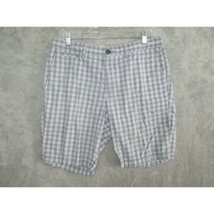 Original Penguin Men's Plaid Shorts Blue White Casual Chino Style Size 34